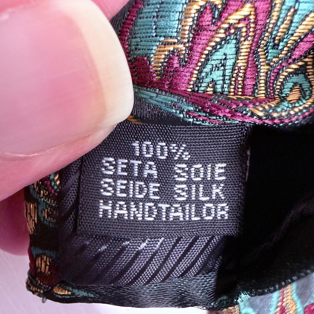 YourTies Mens Silk Tie Floral Paisley Jacquard Black Teal Magenta Handtailored - Picture 5 of 5